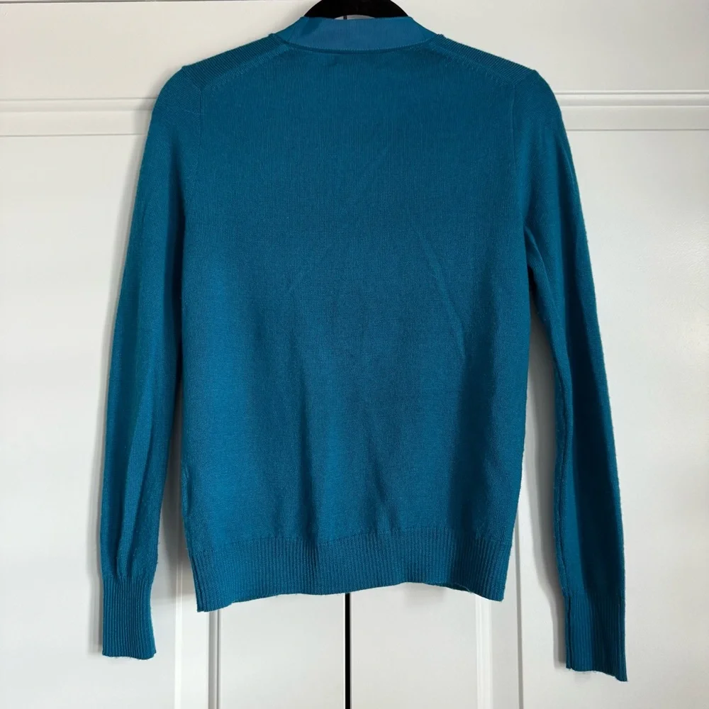 J. Crew 100% Merino Wool Button-Up V-neck Cardigan Teal Size XS - Picture 2 of 7